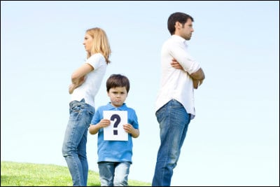 image of fighting couple and confused child